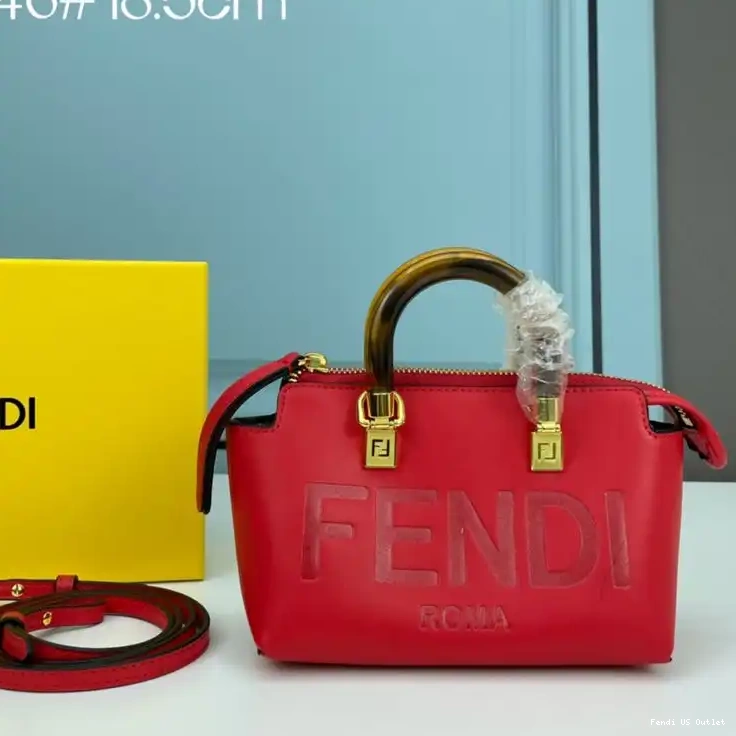 Vintage HOT The Calf Fendi Bag Boston By Red In Leather Logo ROMA Way Mini 0519